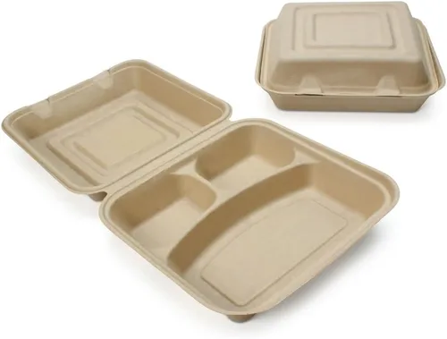 Vista 9 de Recipientes desechables 100% compostables con tapas [6 x 6 pulgadas paquete de 50 unidades] Recipientes ecológicos para llevar, resistentes