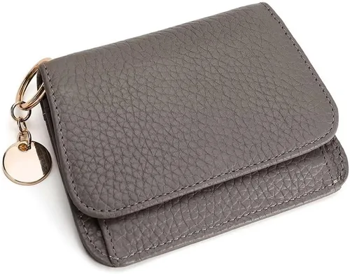 Vista 16 de Mudono - Billetera pequeña para mujer con bloqueo RFID, de cuero genuino, tarjetero, billetera delgada de tres pliegues con bolsillo con cremallera