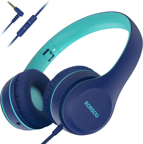 Vista 8 de K5 - Auriculares infantiles con micrófono, limitador de volumen a 85/94 dB, plegables, auriculares estéreo sin enredos, conector de 3,5 mm