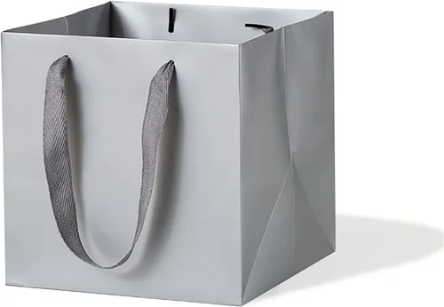 Vista 12 de Bolsa de regalo de papel naranja de 4 pulgadas Caja de papel Bolsas de papel kraft pequeñas con fondo cuadrado con asas para boda, baby shower