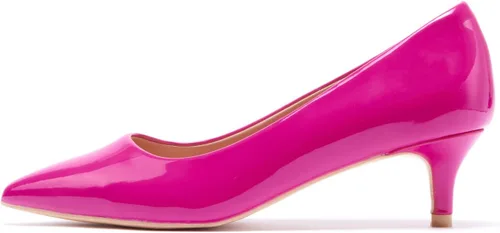Vista 3 de GENSHUO Tacones de gatito para mujer, zapatos clásicos de tacón bajo de 2 pulgadas, zapatos de tacón de tacón cerrado y puntiagudo, zapatos de tacón