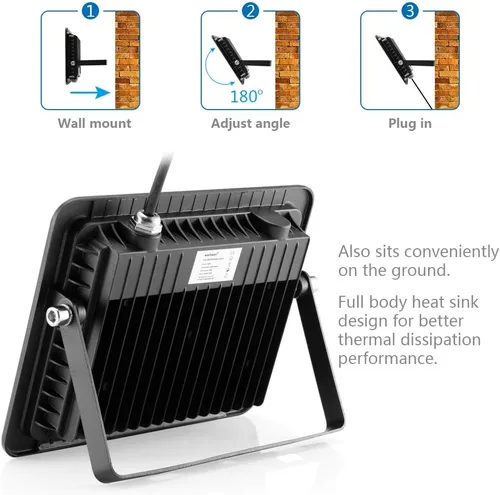 Vista 2 de Everbeam Luz Negra LED UV de 365nm 50W - Bombillas LED de Alto Rendimiento, Impermeable IP66 - Iluminación de Inundación Ultravioleta para Acuario