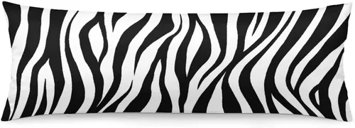 Vista 9 de Funda de almohada corporal con estampado de cebra, respaldo largo, funda protectora de almohada con rayas de cebra en blanco y negro, funda