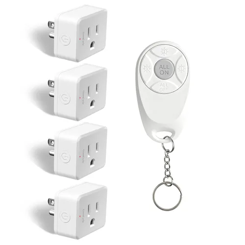 Vista 13 de Toma de control remoto, interruptor de luz y enchufe remoto greencycle con interruptor de luz inalámbrico, rango de 500 pies, no necesita cableado