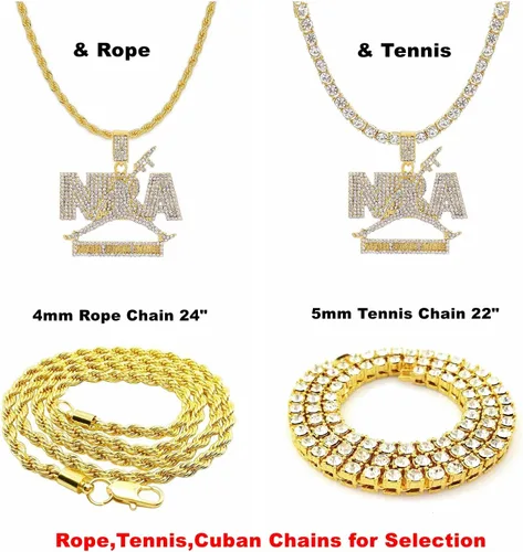 Vista 2 de Cadenas colgantes para hombre HH Bling Empire Iced Out Nba Youngboy de plata y oro. Collares de zapatos deportivos de diamante que nunca se rompe