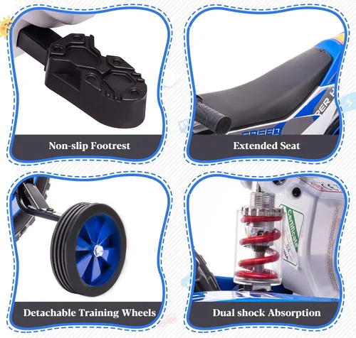 Vista 8 de TOBBI Motocicleta Dirt Bike para Niños de 12V Motocicletas Eléctricas Juguetes de Montar a Batería Motocross Todoterreno para Niños y Niñas de 3+