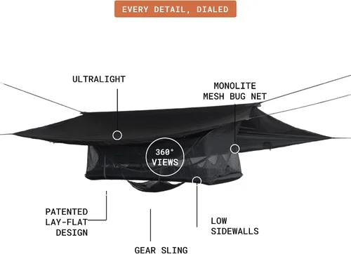 Vista 4 de Haven Tents Hamaca Tienda Plana - Hamaca Impermeable para Acampar con Mosquitera, Almohadilla Aislante y Toldo Impermeable - Haven Tent, Haven XL