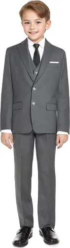 Vista 2 de Marvelous World - Conjunto de traje formal de corte entallado para niños, cintura ajustable