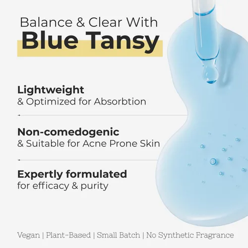 Vista 4 de Yellow Bird - Aceite facial de tanaceto azul equilibrante de 2 onzas / 2.0 fl oz, suero que brilla la piel. Soporte de colágeno. Promueve la piel