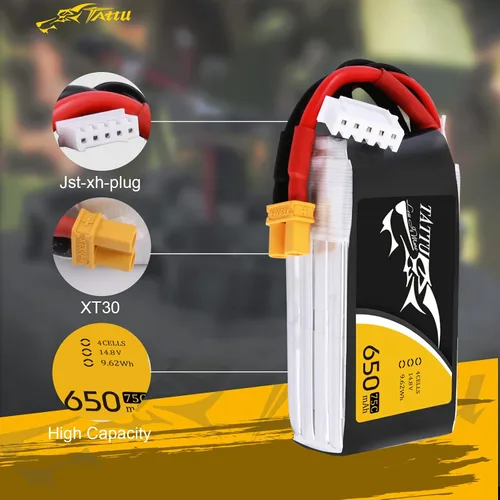 Vista 3 de Tattu Batería Lipo de 650mAh 4S1P 75C 14.8V con enchufe XT30