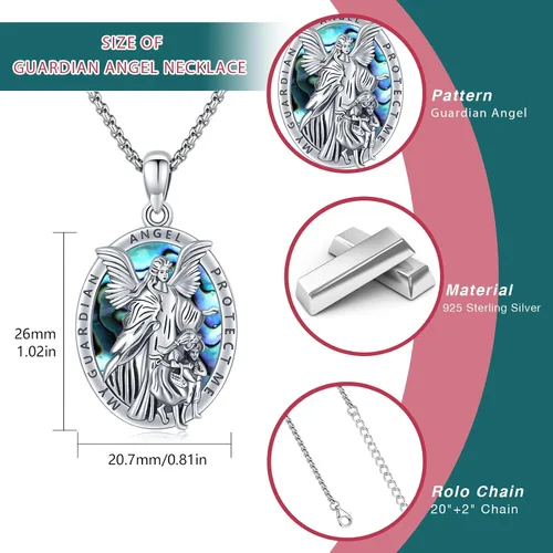 Vista 7 de Collar con colgante de San MiguelSan CristóperSan SebastiánGuadalupeÁngel de la GuardaSanta MuerteJudeJoseph para hombres y mujeres, plata de ley