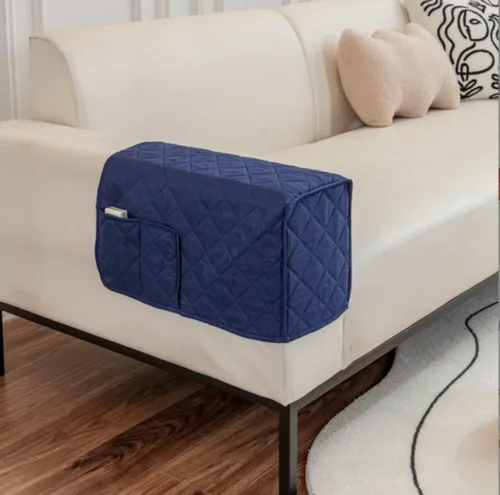 Vista 5 de Fundas antideslizantes para reposabrazos con 2 bolsillos para sofá, sillón, organizador para control remoto, teléfono, protector de brazos