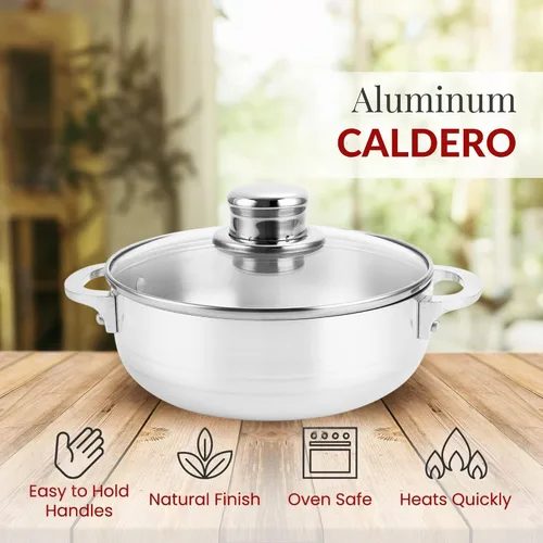 Vista 6 de Alpine Cuisine - Caldero de cocina de aluminio antiadherente de 3.5qt con tapa de vidrio ventilada y asas