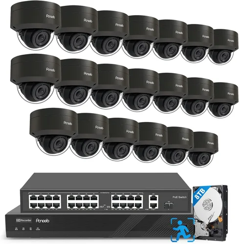 Vista 9 de Sistema de cámara de seguridad PoE, 6 cámaras domo IP PoE con cable de 5MP IK10 a prueba de vandalismo al aire libre con detección de persona, IP66