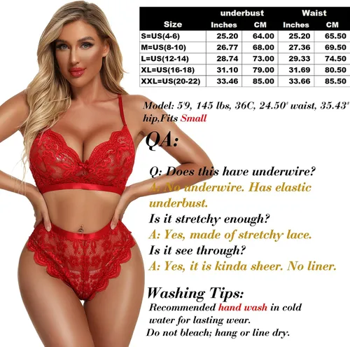 Vista 5 de KYLELOVE Conjunto de lencería para mujer, conjunto de brasier y braga sin varillas, conjuntos de encaje