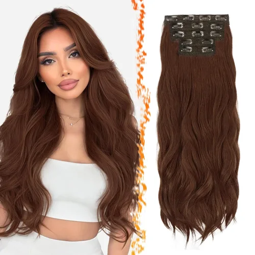 Vista 25 de BARSDAR 24 Inch Synthetic Layered Loose Wavy Black Clip in Hair Extensions