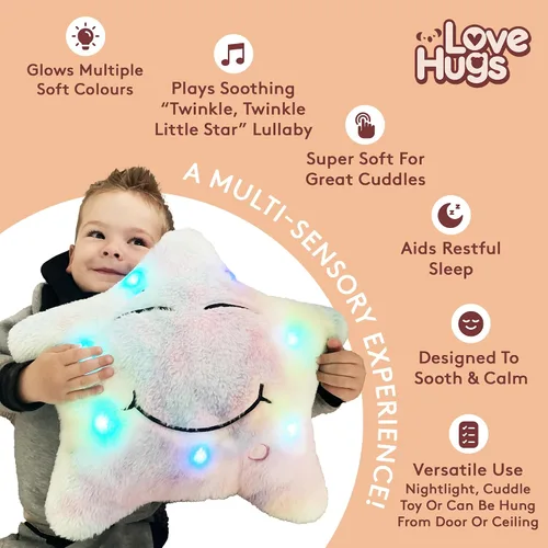 Vista 2 de LoveHugs - Juguetes musicales de estrella con luz para recién nacidos con autismo - Juguetes sensoriales Twinkle Twinkle Little Star para niños