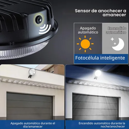 Vista 2 de Luz LED de granero, 150 W, 20000 lúmenes, iluminación exterior del atardecer al amanecer con fotocélula de ángulo ajustable, luz diurna de 6500 K