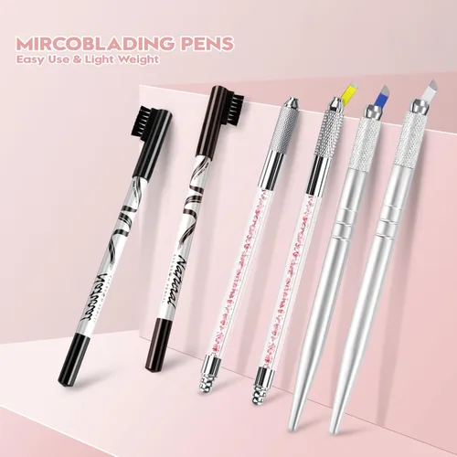 Vista 5 de Kit de microblading, kit de microblade para cejas Microblading Pen con cuchillas de microblading Suministros de microblading para suministros