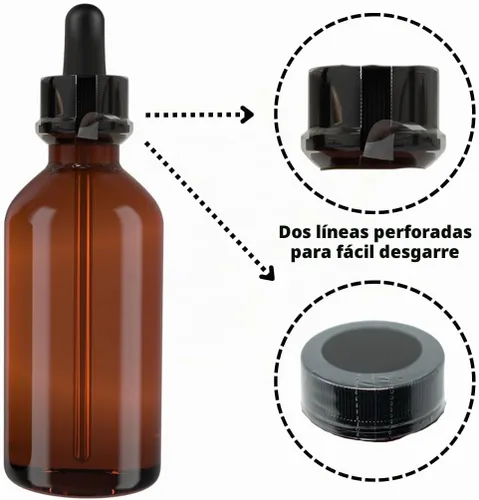 Vista 4 de Bandas retráctiles perforadas transparentes de 38 x 56 mm para botellas Boston redondas pequeñas, viales, botellas cuentagotas, botellas de A)