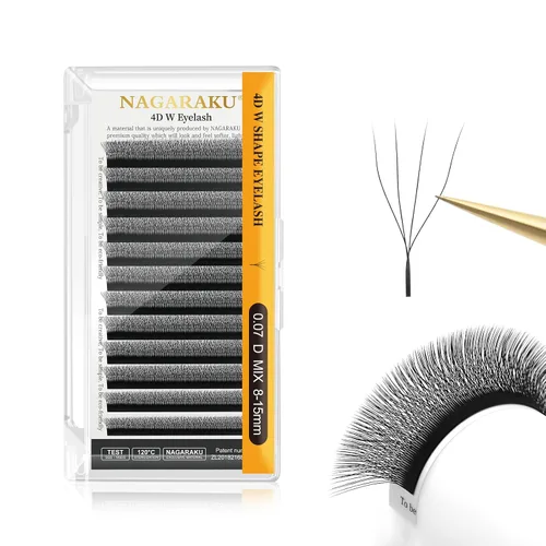 Vista 349 de NAGARAKU Extensiones de pestañas prefabricadas en abanico 3D W 0.05 C 0.315 0.05-C 3D W