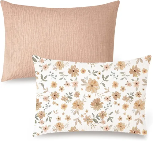 Vista 16 de Konssy Funda de almohada de muselina para niños pequeños para almohada de 13x18, paquete de 2 fundas de almohada de algodón suave y transpirable