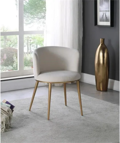 Vista 2 de Meridian Furniture Skylar Collection Modern Silla de comedor tapizada contemporánea con respaldo redondeado y patas de hierro resistentes, juego