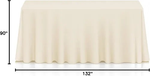 Vista 8 de Lann's Linens - Mantel rectangular de tela de poliéster de primera calidad para bodas, banquetes y restaurantes Marfil