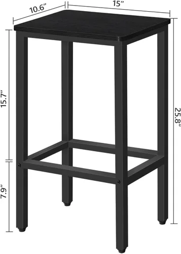Vista 3 de MAHANCRIS Taburetes de bar, juego de 2 sillas de bar con reposapiés, taburetes de comedor de 2 piezas, 25.8 pulgadas de altura, taburetes de bar