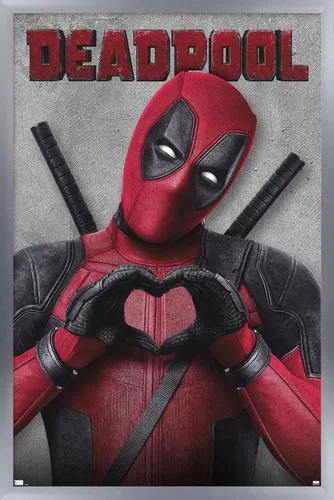 Vista 11 de Marvel Deadpool Legacy - Póster de pared de corazón, 22.4 pulgadas de largo x 14.7 pulgadas de ancho, versión enmarcada de madera de granero