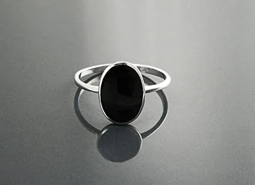 Vista 4 de Anillos de plata de ley 925 con piedras preciosas de ónice negro 1001