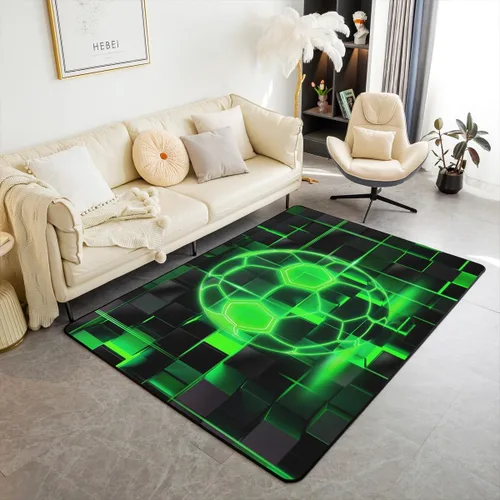 Vista 27 de Erosebridal Tapete de fútbol para interiores de 3 x 5 pulgadas, alfombra de fútbol neón para niños, adolescentes, hombres, brillantes, geométricas