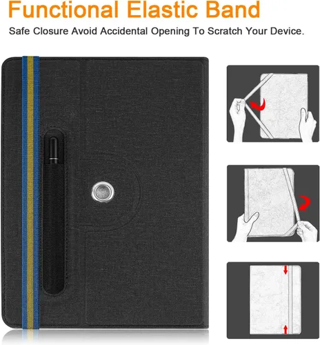 Vista 5 de Funda universal giratoria para tablet de 9 pulgadas de 10 pulgadas, funda protectora universal para Negro