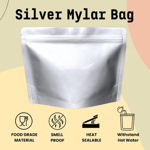 Vista 3 de Paquete de 50 bolsas de pie de Mylar de 7.5 mil, 8.5 x 6.5 pulgadas, resellables, a prueba de olores, resistentes al agua caliente, bolsas
