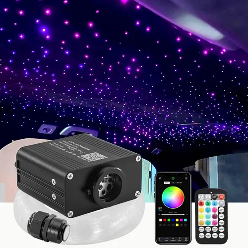 Vista 9 de ATOKEE Kit de Luces de Techo Estrellado Twinkle de 16W con 200 piezas, Fibra Óptica de Tamaño Compacto de 0.03 pulgadas 6.5 pies, Luces de Techo