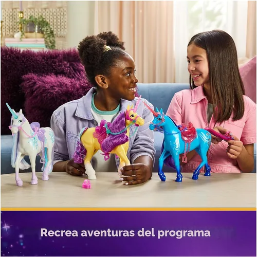 Vista 5 de Unicorn Academy, Poder de la Amistad Cinder con Silla y Brida Translúcida de 11 Pulgadas, Muñecas y Juguetes de Unicornio, Regalos y Pequeños