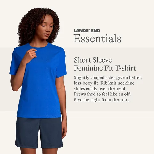 Vista 2 de Lands' End Essentials - Camiseta de algodón suave de manga corta para mujer, ajuste femenino a medida