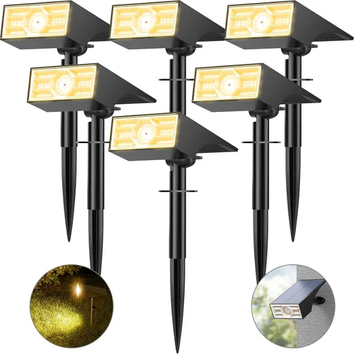 Vista 14 de 2 reflectores solares para exteriores, 56 luces LED para exteriores para el jardín, impermeables IP68, 2 paquetes, 4 modos de iluminación