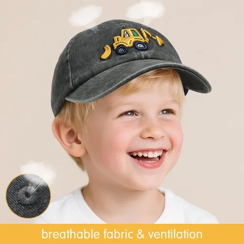 Vista 4 de Gorra de béisbol bordada para niños de 2 a 5 años, ajustable, vintage, de algodón lavado, para niños y niñas