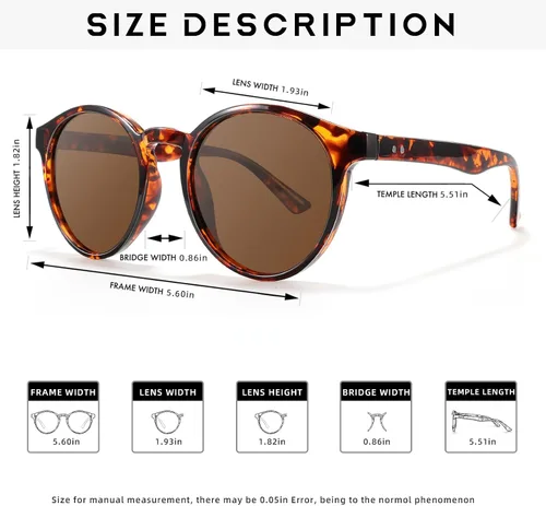 Vista 5 de MACJERO Gafas de sol redondas Protección UV polarizada Gafas de sol de moda para mujer Estilo de diseñador retro
