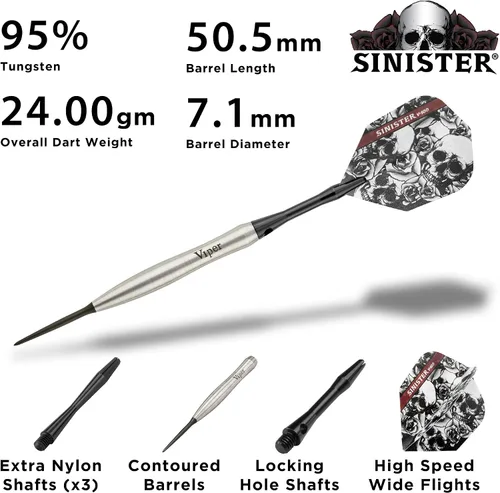 Vista 4 de Viper Dardos siniestros con punta de acero de tungsteno al 95%