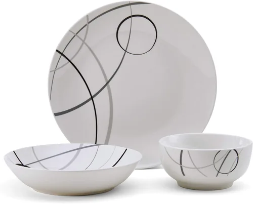 Vista 2 de Studio Nova Juego de vajilla de porcelana de 18 piezas, servicio para 6, círculos