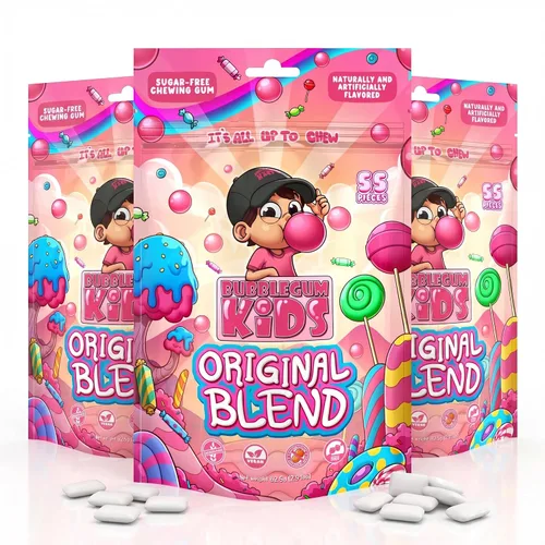 Vista 26 de Bubblegum Kids Hannah's Frozen Banana - Goma de mascar sin azúcar Relleno de calcetines, dulces navideños, recuerdos de fiesta, goma de mascar sin