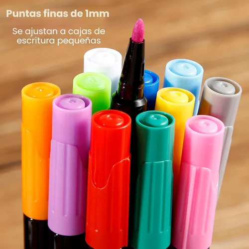 Vista 5 de Marcadores de tiza líquida para tablero de notas de dibujo LED, tablero de planificación de calendario acrílico, pizarra blanca de borrado en seco