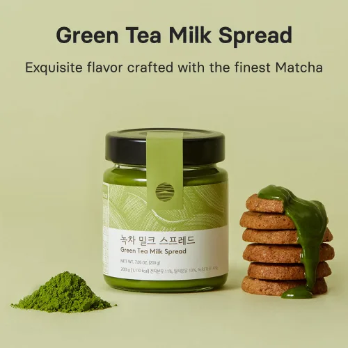 Vista 3 de O'sulloc Untable de leche de té verde (7.05 oz, 200g), hecho con el mejor Matcha de la isla de Jeju, untables con infusión de Matcha