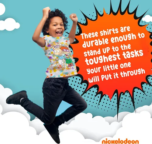 Vista 3 de Nickelodeon Pack Paw Patrol, Spongebob or Rugrats 3 Pack Boy's Graphic Tees, Cute Short Sleeve T-Shirts 3 Pack