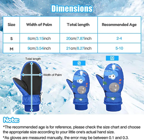 Vista 7 de MoKo Manoplas de esquí para niños, guantes de esquí aislados impermeables para niñas y niños, guantes de nieve de invierno para niños
