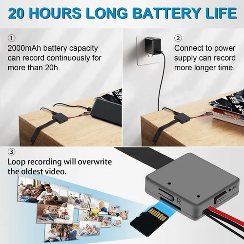 Vista 3 de Cámara oculta Cámara espía WiFi inalámbrica cámara de video oculta 1080P Mini cámara oculta espía cámara portátil de niñera grabadora de video