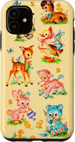 Vista 8 de Vintage Baby Animals Nursery 50's Retro Yellow Case for iPhone 17