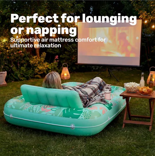 Vista 7 de SLOOSH Flotador inflable para tumbona de piscina, 70 x 46 pulgadas, flotadores de piscina para adultos con almohada, flotador 4 en 1 para balsa